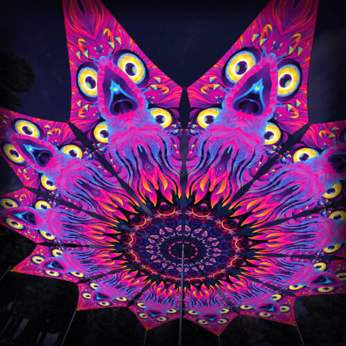 Wild Serenity - 12 Petals Canopy Set - UV-Reactive Flurescent Ceiling Decoration - 3D-Preview