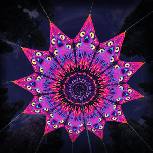 Wild Serenity - 12 Petals Canopy Set - UV-Reactive Flurescent Ceiling Decoration - 3D-Preview