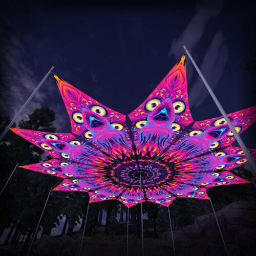 Wild Serenity - 12 Petals Canopy Set - UV-Reactive Flurescent Ceiling Decoration - 3D-Preview