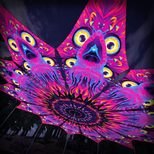 Wild Serenity - 12 Petals Canopy Set - UV-Reactive Flurescent Ceiling Decoration - 3D-Preview