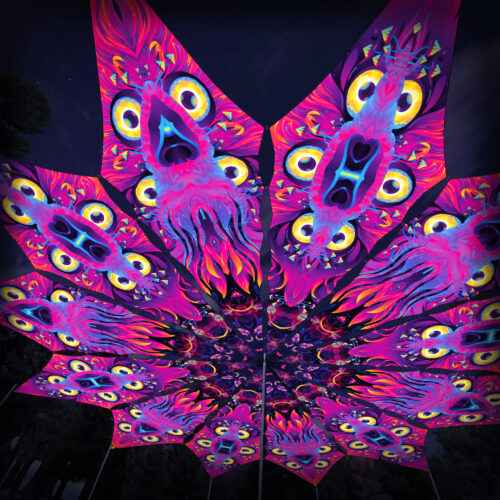 Wild Serenity and Spirit Realm - 12 Petals Canopy Set - UV-Reactive Flurescent Ceiling Decoration - 3D-Preview