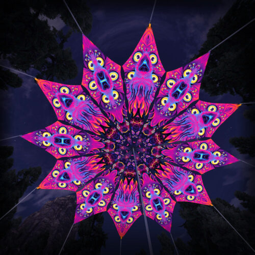 Wild Serenity and Spirit Realm - 12 Petals Canopy Set - UV-Reactive Flurescent Ceiling Decoration - 3D-Preview
