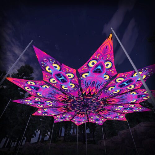 Wild Serenity and Spirit Realm - 12 Petals Canopy Set - UV-Reactive Flurescent Ceiling Decoration - 3D-Preview