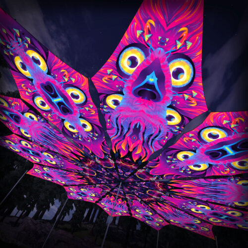 Wild Serenity and Spirit Realm - 12 Petals Canopy Set - UV-Reactive Flurescent Ceiling Decoration - 3D-Preview