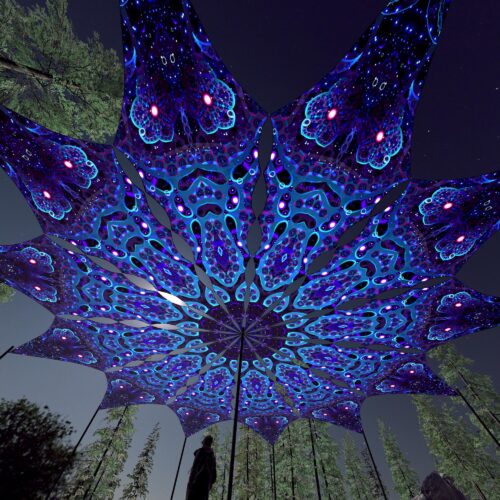 Deep Sea - 12 Petals Canopy Set - UV-Reactive Flurescent Ceiling Decoration - 3D-Preview