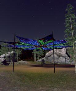 Deep Sea and Emerald Buddha - 12 Petals Canopy Set - UV-Reactive Flurescent Ceiling Decoration - 3D-Preview