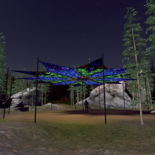 Deep Sea and Emerald Buddha - 12 Petals Canopy Set - UV-Reactive Flurescent Ceiling Decoration - 3D-Preview