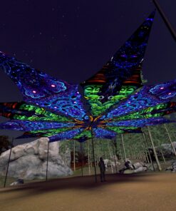 Deep Sea and Emerald Buddha - 12 Petals Canopy Set - UV-Reactive Flurescent Ceiling Decoration - 3D-Preview