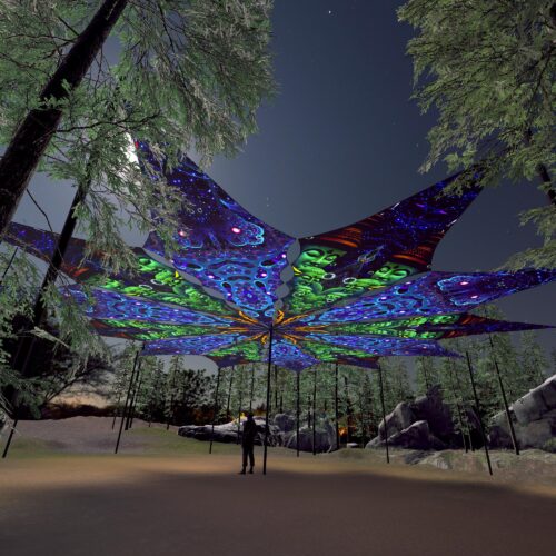 Deep Sea and Emerald Buddha - 12 Petals Canopy Set - UV-Reactive Flurescent Ceiling Decoration - 3D-Preview