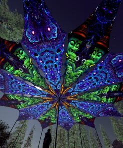 Deep Sea and Emerald Buddha - 12 Petals Canopy Set - UV-Reactive Flurescent Ceiling Decoration - 3D-Preview