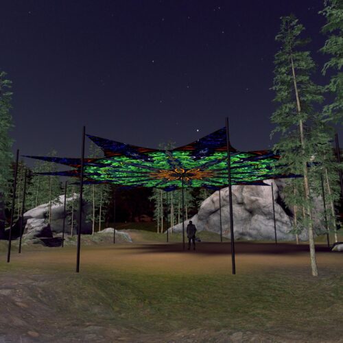 Emerald Buddha - 12 Petals Canopy Set - UV-Reactive Flurescent Ceiling Decoration - 3D-Preview