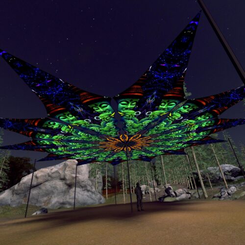 Emerald Buddha - 12 Petals Canopy Set - UV-Reactive Flurescent Ceiling Decoration - 3D-Preview