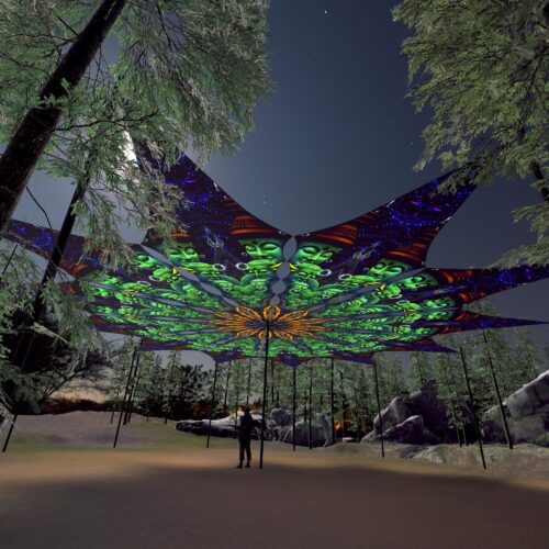 Emerald Buddha - 12 Petals Canopy Set - UV-Reactive Flurescent Ceiling Decoration - 3D-Preview