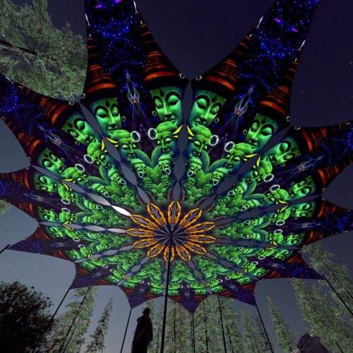 Emerald Buddha - 12 Petals Canopy Set - UV-Reactive Flurescent Ceiling Decoration - 3D-Preview