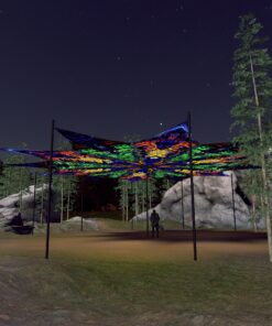 Emerald Buddha and Golden Buddha - 12 Petals Canopy Set - UV-Reactive Flurescent Ceiling Decoration - 3D-Preview