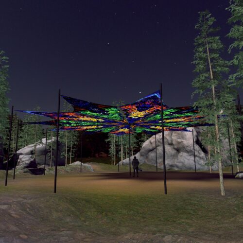 Emerald Buddha and Golden Buddha - 12 Petals Canopy Set - UV-Reactive Flurescent Ceiling Decoration - 3D-Preview