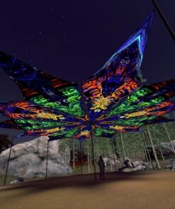 Emerald Buddha and Golden Buddha - 12 Petals Canopy Set - UV-Reactive Flurescent Ceiling Decoration - 3D-Preview