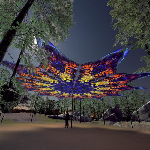 Golden Buddha - 12 Petals Canopy Set - UV-Reactive Flurescent Ceiling Decoration - 3D-Preview