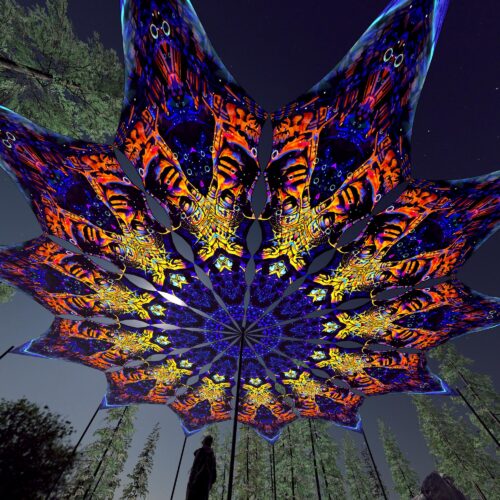 Golden Buddha - 12 Petals Canopy Set - UV-Reactive Flurescent Ceiling Decoration - 3D-Preview