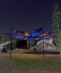 Golden Buddha and Deep Sea - 12 Petals Canopy Set - UV-Reactive Flurescent Ceiling Decoration - 3D-Preview