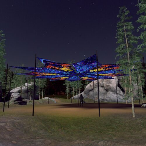 Golden Buddha and Deep Sea - 12 Petals Canopy Set - UV-Reactive Flurescent Ceiling Decoration - 3D-Preview