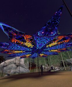 Golden Buddha and Deep Sea - 12 Petals Canopy Set - UV-Reactive Flurescent Ceiling Decoration - 3D-Preview