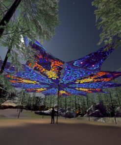 Golden Buddha and Deep Sea - 12 Petals Canopy Set - UV-Reactive Flurescent Ceiling Decoration - 3D-Preview