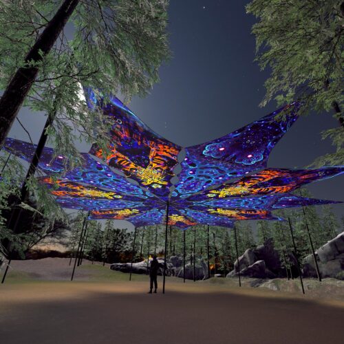 Golden Buddha and Deep Sea - 12 Petals Canopy Set - UV-Reactive Flurescent Ceiling Decoration - 3D-Preview