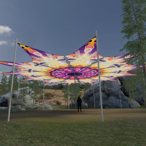 Buddha - 12 Petals Canopy Set - UV-Reactive Flurescent Ceiling Decoration - 3D-Preview