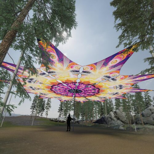 Buddha - 12 Petals Canopy Set - UV-Reactive Flurescent Ceiling Decoration - 3D-Preview