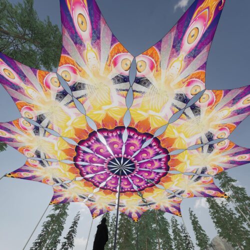 Buddha - 12 Petals Canopy Set - UV-Reactive Flurescent Ceiling Decoration - 3D-Preview