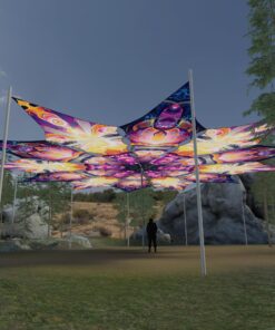 Buddha and Corals - 12 Petals Canopy Set - UV-Reactive Flurescent Ceiling Decoration - 3D-Preview