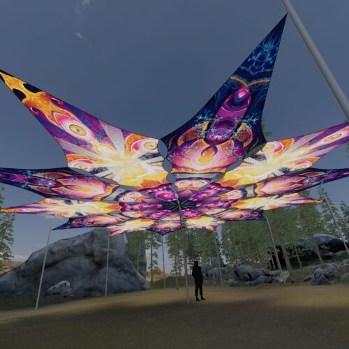 Buddha and Corals - 12 Petals Canopy Set - UV-Reactive Flurescent Ceiling Decoration - 3D-Preview