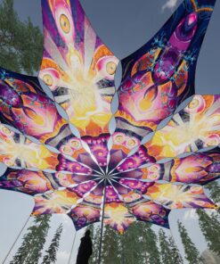 Buddha and Corals - 12 Petals Canopy Set - UV-Reactive Flurescent Ceiling Decoration - 3D-Preview