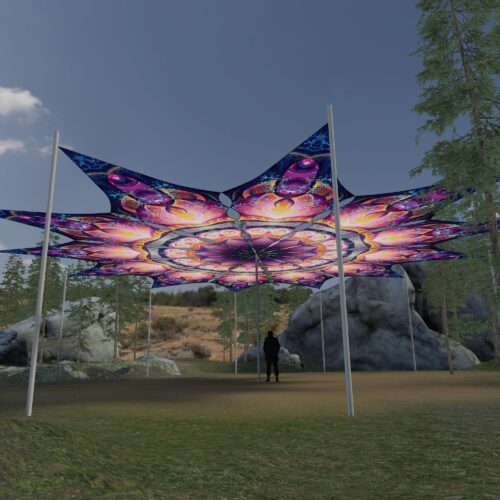 Corals - 12 Petals Canopy Set - UV-Reactive Flurescent Ceiling Decoration - 3D-Preview