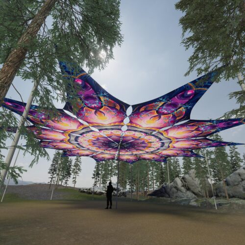 Corals - 12 Petals Canopy Set - UV-Reactive Flurescent Ceiling Decoration - 3D-Preview