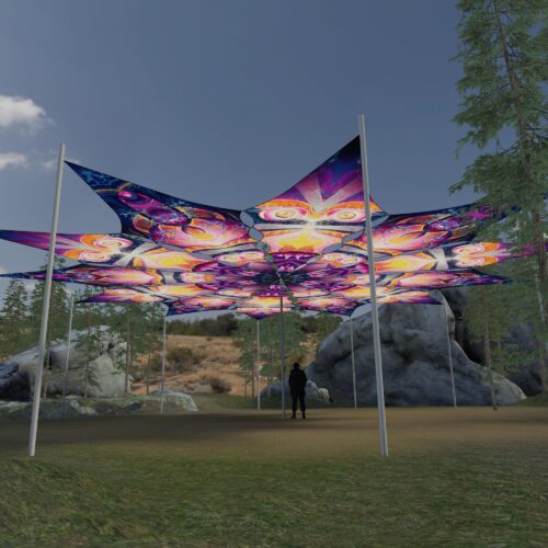 Corals and Demon - 12 Petals Canopy Set - UV-Reactive Flurescent Ceiling Decoration - 3D-Preview