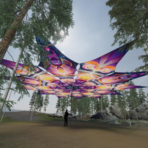 Corals and Demon - 12 Petals Canopy Set - UV-Reactive Flurescent Ceiling Decoration - 3D-Preview