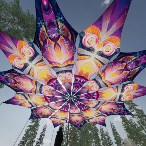 Corals and Demon - 12 Petals Canopy Set - UV-Reactive Flurescent Ceiling Decoration - 3D-Preview