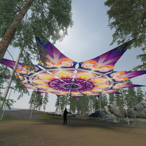 Demon - 12 Petals Canopy Set - UV-Reactive Flurescent Ceiling Decoration - 3D-Preview