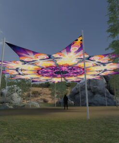 Demon and Buddha - 12 Petals Canopy Set - UV-Reactive Flurescent Ceiling Decoration - 3D-Preview