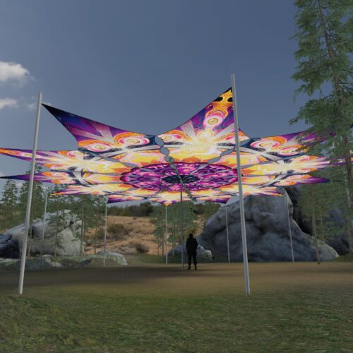 Demon and Buddha - 12 Petals Canopy Set - UV-Reactive Flurescent Ceiling Decoration - 3D-Preview