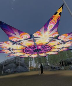 Demon and Buddha - 12 Petals Canopy Set - UV-Reactive Flurescent Ceiling Decoration - 3D-Preview