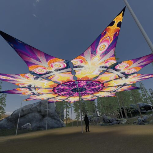 Demon and Buddha - 12 Petals Canopy Set - UV-Reactive Flurescent Ceiling Decoration - 3D-Preview