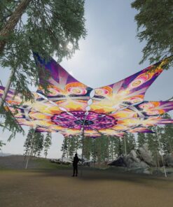 Demon and Buddha - 12 Petals Canopy Set - UV-Reactive Flurescent Ceiling Decoration - 3D-Preview