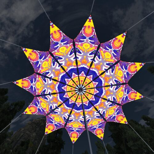 Electric Madness - 12 Petals Canopy Set - UV-Reactive Flurescent Ceiling Decoration - 3D-Preview