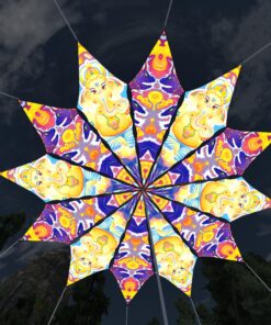 Electric Madness and Ganesha Blessing - 12 Petals Canopy Set - UV-Reactive Flurescent Ceiling Decoration - 3D-Preview