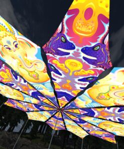 Electric Madness and Ganesha Blessing - 12 Petals Canopy Set - UV-Reactive Flurescent Ceiling Decoration - 3D-Preview