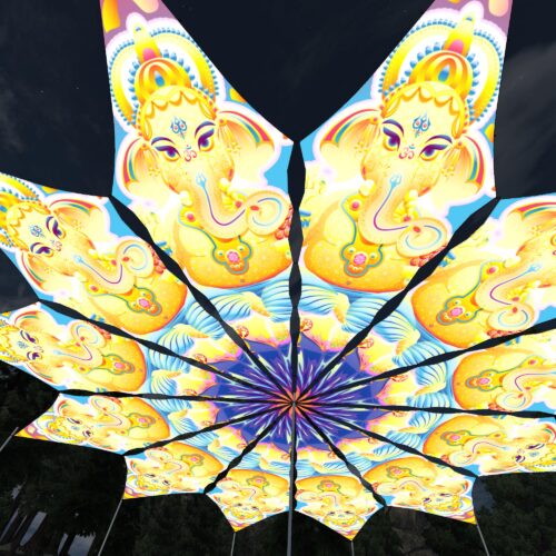 Ganesha Blessing - 12 Petals Canopy Set - UV-Reactive Flurescent Ceiling Decoration - 3D-Preview