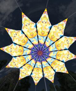 Ganesha Blessing - 12 Petals Canopy Set - UV-Reactive Flurescent Ceiling Decoration - 3D-Preview